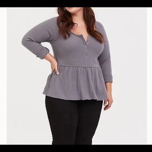 Torrid Grey Brushed Henley Babydoll Pullover style